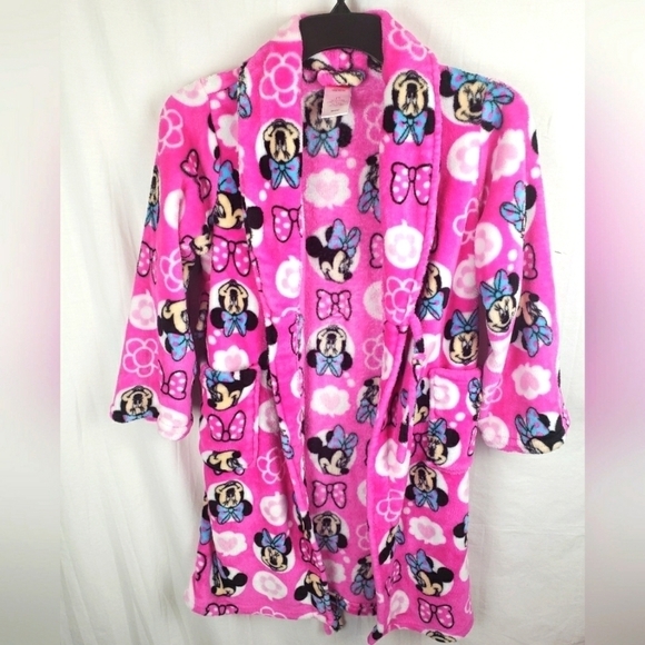 Disney Girl's Minnie Mouse Long Sleeve Robe with Pockets Sz L/10 - Picture 1 of 8